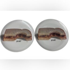 Set of 2 “Got Milk?” PB&J Slogan Sandwich Plates (Late 90s)